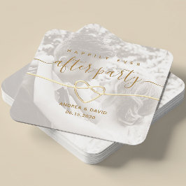 Porta-copo De Papel Quadrado Foto de Casamento Felizes para Sempre