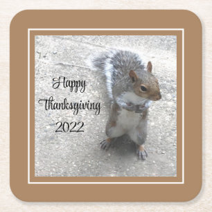 Porta-copo De Papel Quadrado Foto de Esquilo Bonito com Cauda Fluffy