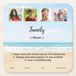 Porta-copo De Papel Quadrado Foto de Família Personalizada Fofa