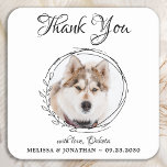 Porta-copo De Papel Quadrado Foto De Pet Elegante Obrigado Casamento De Cachorr<br><div class="desc">Obrigado por celebrar os meus humanos! Adicione o toque final ao seu casamento com estas bonitas portas copos de casamento de fotos personalizadas. Perfeito para o seu casamento após festa e recepção, e como favores de casamento para os seus hóspedes. Personalize essas portas copos de casamento de cachorro fotográfico com...</div>