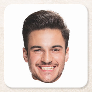 Porta-copo De Papel Quadrado Foto de Rosto Personalizada