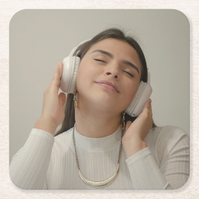 Porta-copo De Papel Quadrado Foto do Cheio Personalizado Moderno (Frente)