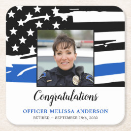 Porta-copo De Papel Quadrado Foto do Partido de Reforma da Polícia - Linha Azul