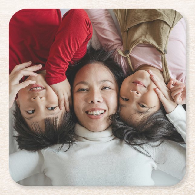 Porta-copo De Papel Quadrado Foto personalizada (Frente)