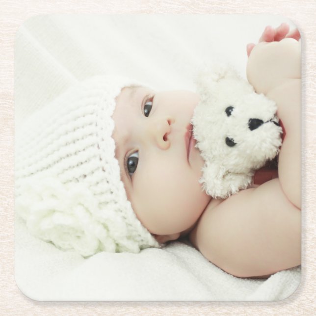 Porta-copo De Papel Quadrado Foto personalizada (Frente)