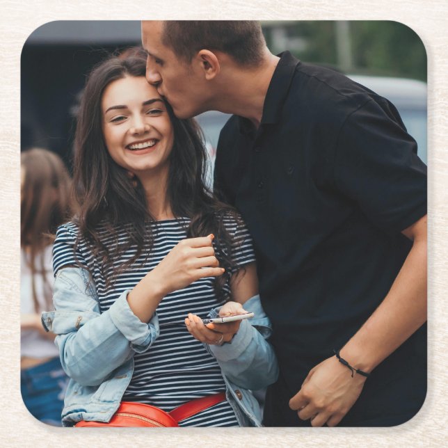 Porta-copo De Papel Quadrado Foto personalizada (Frente)