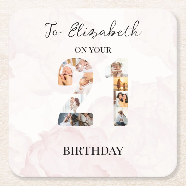 Porta-copo De Papel Quadrado Foto Personalizada da Família Fofa (Frente)