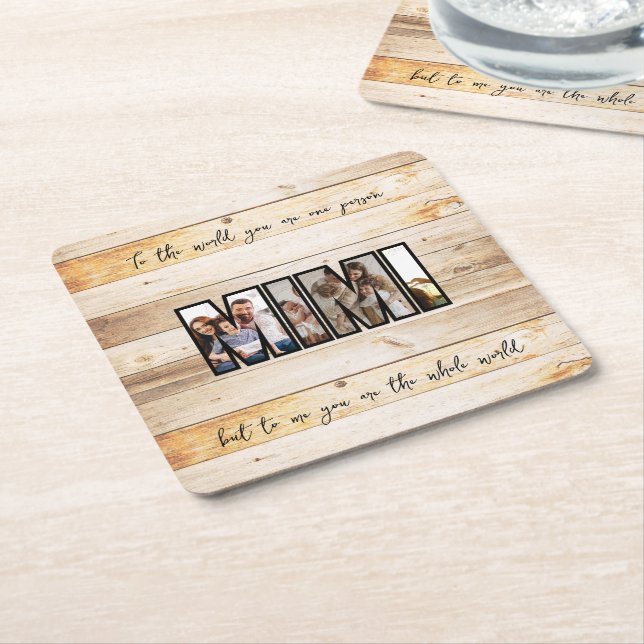 Porta-copo De Papel Quadrado Foto Personalizada da Família Fofa  (Inclinado)