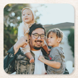 Porta-copo De Papel Quadrado Foto Personalizada da Família Personalizada