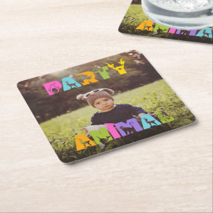 Porta-copo De Papel Quadrado Foto personalizada de animais de festa