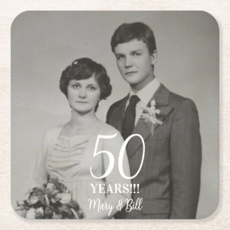 Porta-copo De Papel Quadrado foto personalizada de aniversário de casamento mod