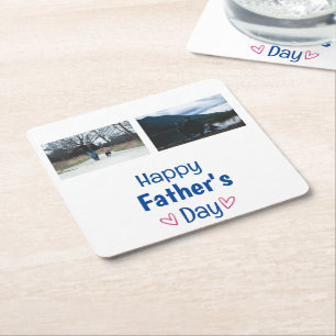 Porta-copo De Papel Quadrado Foto personalizada do Dia de os pais feliz moderno