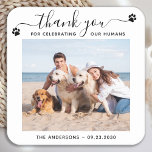 Porta-copo De Papel Quadrado Foto Personalizada Moderna Obrigado Casamento de C<br><div class="desc">Obrigado por celebrar nossos humanos! Adicione o toque final ao seu casamento com esses bonitos guardanapos de casamento de fotos personalizadas. Perfeito para o seu casamento após festa e recepção, e como favores de casamento para os seus hóspedes. Personalize esses guardanapos de casamento de cachorro fotográfico com sua foto favorita...</div>