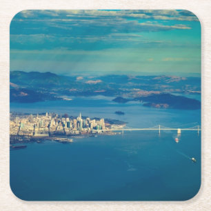 Porta-copo De Papel Quadrado Fotografia aérea do San Francisco Bay