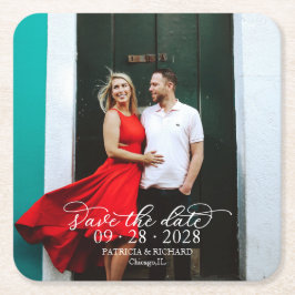 Porta-copo De Papel Quadrado Fotografia de Caligrafia Elegante Texto Branco Sal