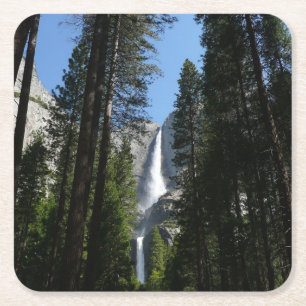 Porta-copo De Papel Quadrado Fotografia de Yosemite Falls and Woods Landscape