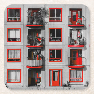 Porta-copo De Papel Quadrado Fotografia do edifício Red Facade Zuidoost Balcony