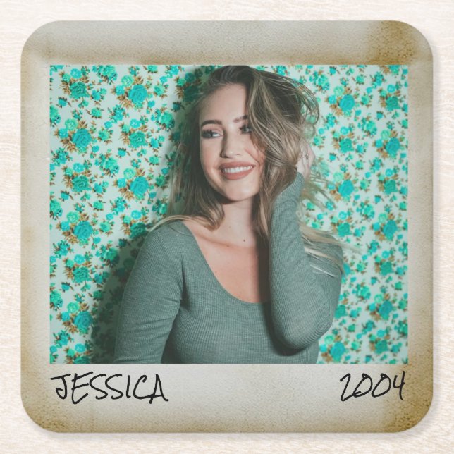 Porta-copo De Papel Quadrado Fotografia e texto personalizados, quadro de fotos (Frente)