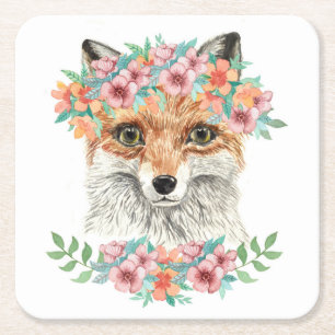 Porta-copo De Papel Quadrado Fox floral