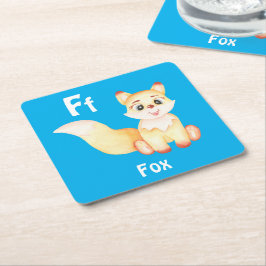 Porta-copo De Papel Quadrado Fox personalize ABC: Carta F - Adicione seu nome
