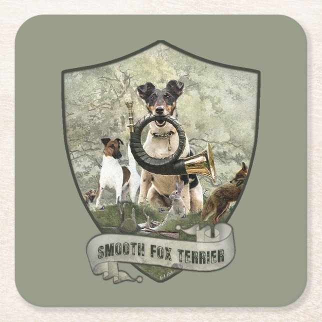 Porta-copo De Papel Quadrado Fox Terrier suave (Frente)