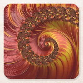 Porta-copo De Papel Quadrado Fractal Espiral de abstrato Fiery