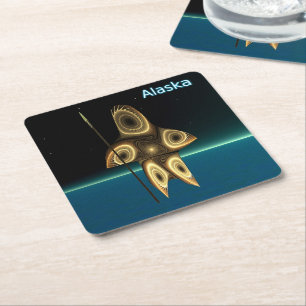 Porta-copo De Papel Quadrado Fractal Inuit Hunter - Alasca
