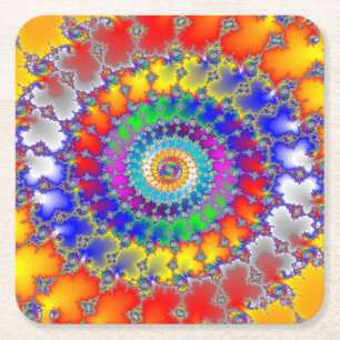 Porta-copo De Papel Quadrado Fractal Psicodélico