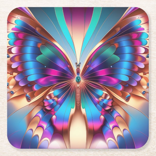 Porta-copo De Papel Quadrado Fragmentos de Mariposa (Frente)