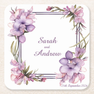 Porta-copo De Papel Quadrado Framing Lilah Flower: Porta copos personalizada de