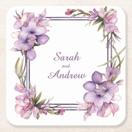 Porta-copo De Papel Quadrado Framing Lilah Flower (Sem data): Porta copos de ca