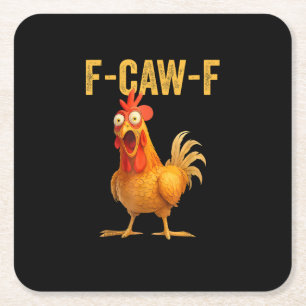 Porta-copo De Papel Quadrado Frango F-Caw-F engraçado Frango F-Caw-F engraçado