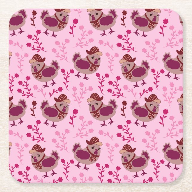 Porta-copo De Papel Quadrado Frangos (Frente)