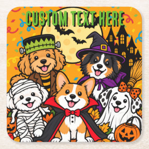 Porta-copo De Papel Quadrado Frankenstein de Halloween bruxa vampiro Cães Perso