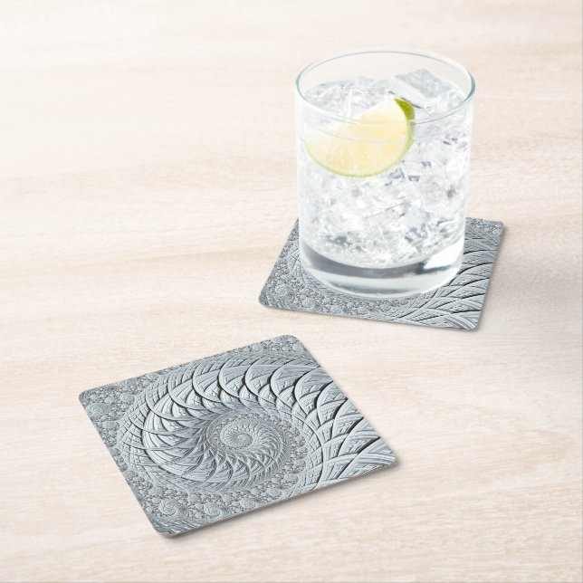 Porta-copo De Papel Quadrado Fratura espiral de Cinza clara abstrato (Insitu)