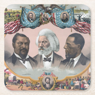 Porta-copo De Papel Quadrado Frederick Douglass e Afro-americanos Heroes