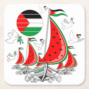 Porta-copo De Papel Quadrado Freedom Global Sumud Flotilla Boats para Gaza