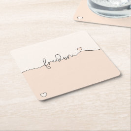 Porta-copo De Papel Quadrado Freedom Minimalist Typography Design