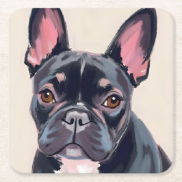 Porta-copo De Papel Quadrado French Bulldog Dog Watercolor Pet Painting