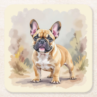 Porta-copo De Papel Quadrado French Bulldog Tan Fawn-Colored Cute Frenchie Dog