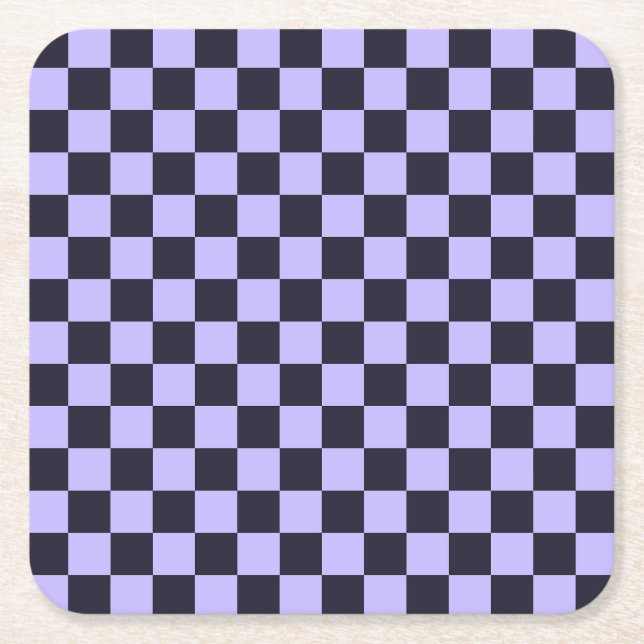 Porta-copo De Papel Quadrado French lilac checkerboard pattern (Frente)