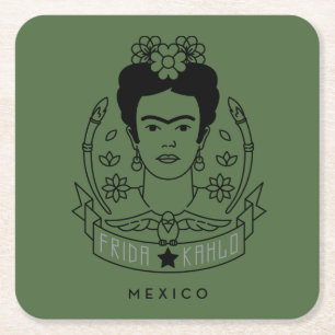 Porta-copo De Papel Quadrado Frida Kahlo   Heroína