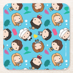 Porta-copo De Papel Quadrado FRIENDS™   Padrão Chibi dos Personagens
