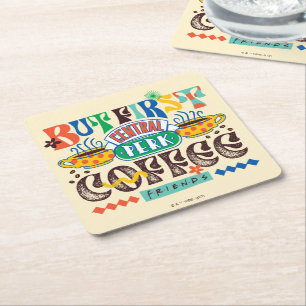 Porta-copo De Papel Quadrado FRIENDS™   Primeiro Café Gráfico Vibrante