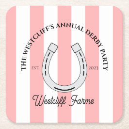 Porta-copo De Papel Quadrado Frisa de Cabana Rosa do Partido Derby Personalizad