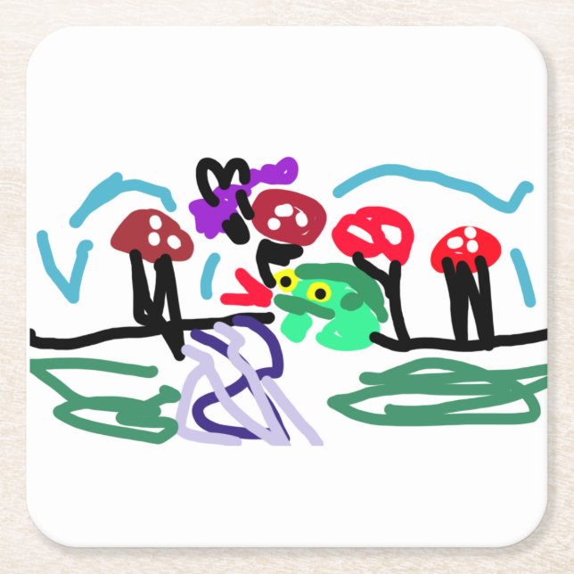 Porta-copo De Papel Quadrado Frog love  (Frente)