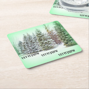 Porta-copo De Papel Quadrado Frosted Pines Brilho de Inverno