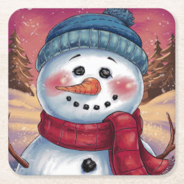 Porta-copo De Papel Quadrado Frosty, a Porta copos de Papel Snowman