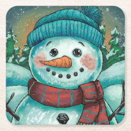 Porta-copo De Papel Quadrado Frosty, a Porta copos de Papel Snowman