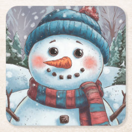 Porta-copo De Papel Quadrado Frosty, a Porta copos de Papel Snowman